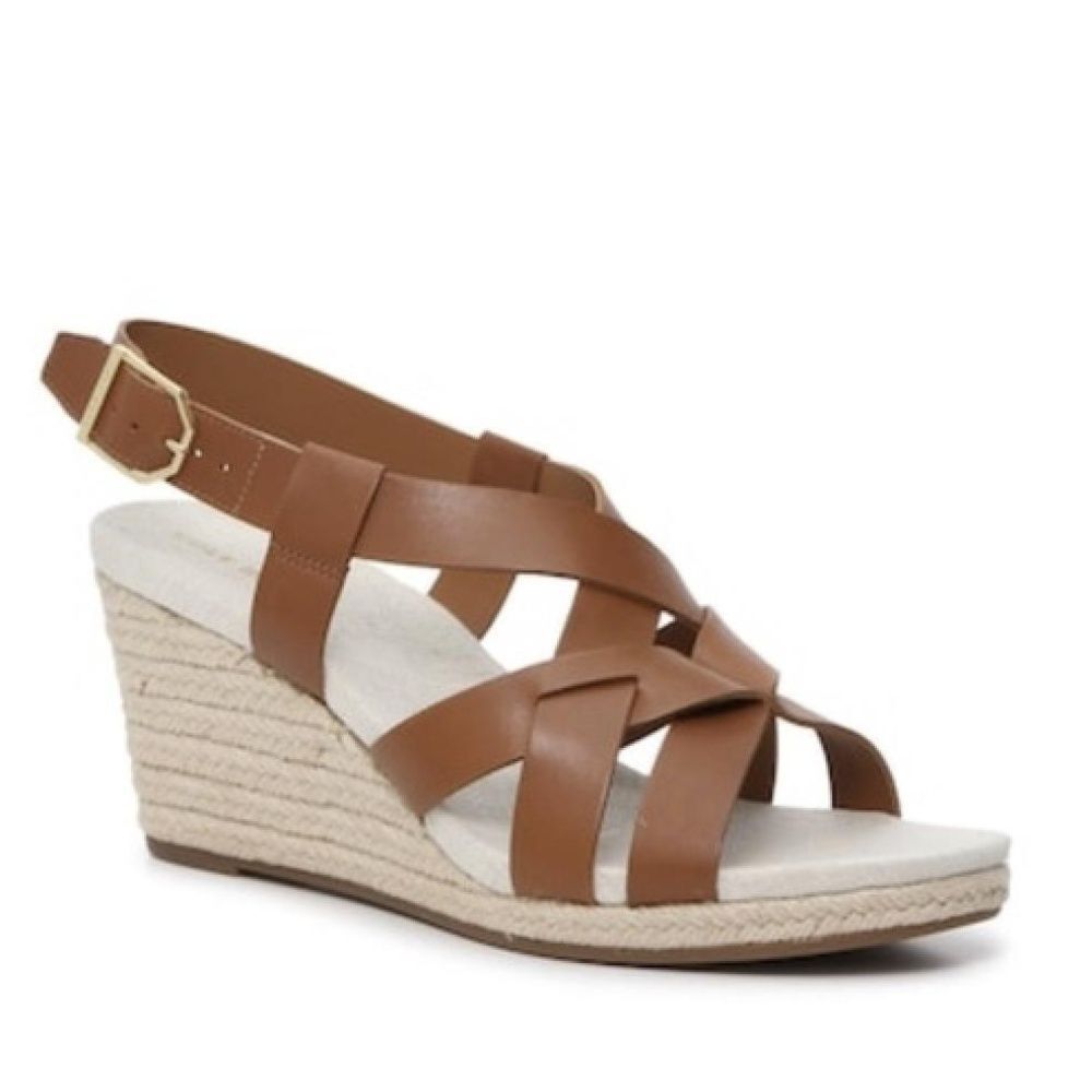Cole Haan Espadrille Sandals 9 Wedge Minimalist Comfort Casual Brown Crystal